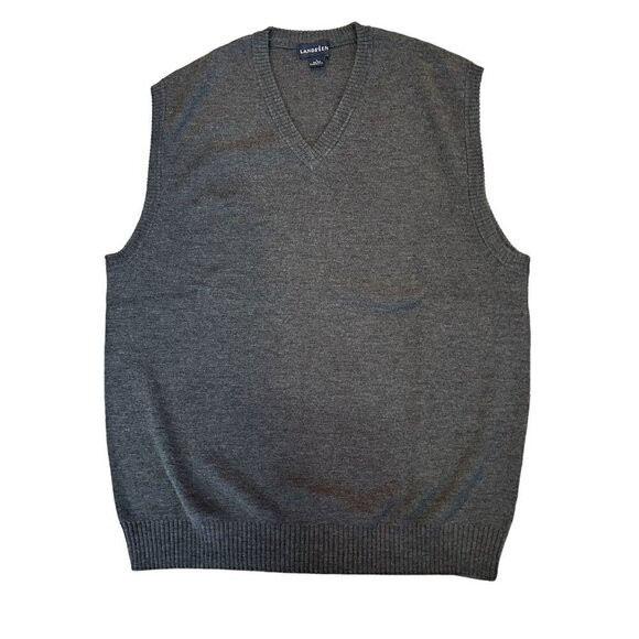 VTG 90's Lands End Sweater Vest Men's Size L Gray Pullover - Golf Style #P1490 - Picture 9 of 10